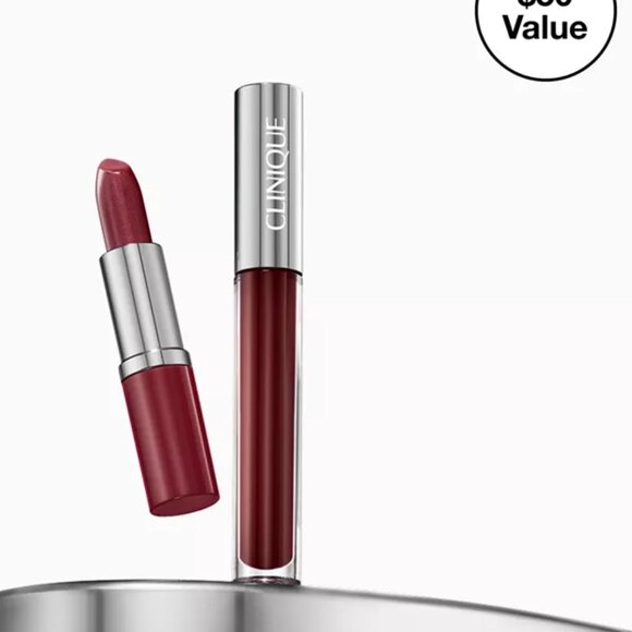 CLINIQUE “LIP LUXURY" 2 Piece Pop Longwear Lipstick/Pop Plush Creamy Lip Gloss - Picture 7 of 14